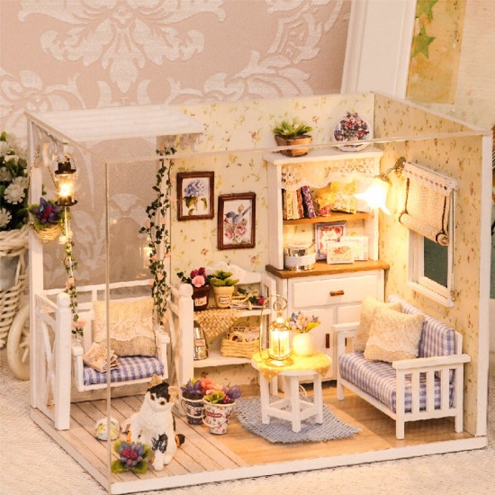 3013 Cat Diary Doll House DIY Cabin With Dust Cover Music Motor