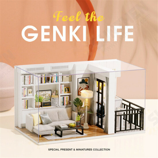 DIY Doll House Life Style QT-005-B Mini Collection Model Hand-assembled Model Toys with Dust Cover