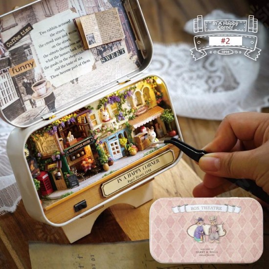 Old Times Trilogy DIY Box Theatre Dollhouse Miniature Tin Box Doll House With LED Light Extra Gift