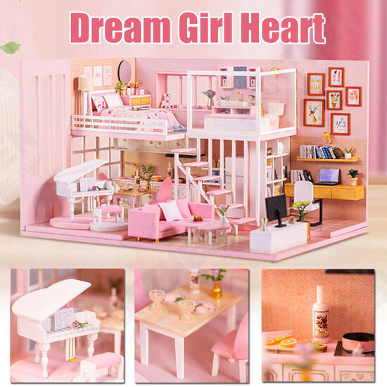 DIY Creative Handmade House Educational Toys Girl Heart Birthday Gift Doll House