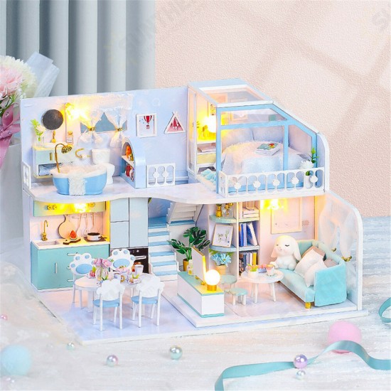 DIY Doll House Handmade Creative Attic House 3d Building Assembly Model Assembly Toy Birthday Gift