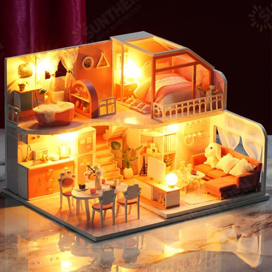 DIY Doll House Handmade Girl Heart Small House Model Assembled Art Villa Toy Birthday Gift Girl