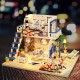 DIY LED Light Coastal Villa Doll House Miniatures Furniture Gift Kit
