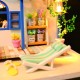 DIY LED Light Coastal Villa Doll House Miniatures Furniture Gift Kit