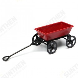 Dollhouse Metal Miniature Toy Red Small Pulling Cart Garden Furniture Accessories Dollhouse Metal Miniature Toy Red Small Pulling Cart Garden Furniture Accessories