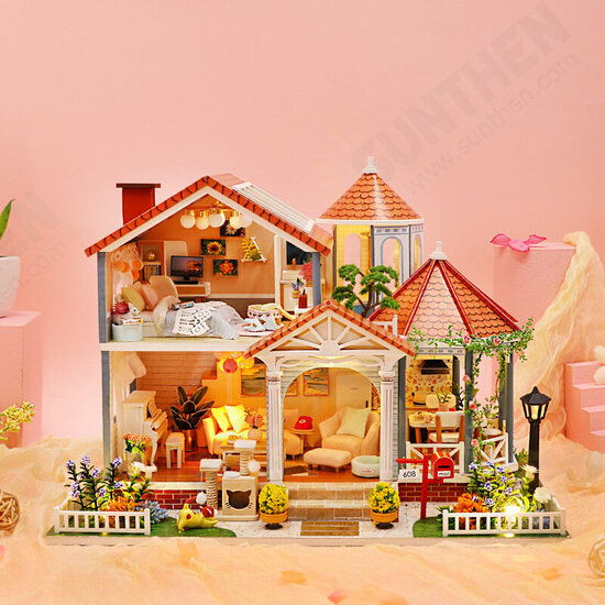 L2001 European and American Style DIY Dollhouse Home Furnishings Cottage Building With Music Light Miniature Model