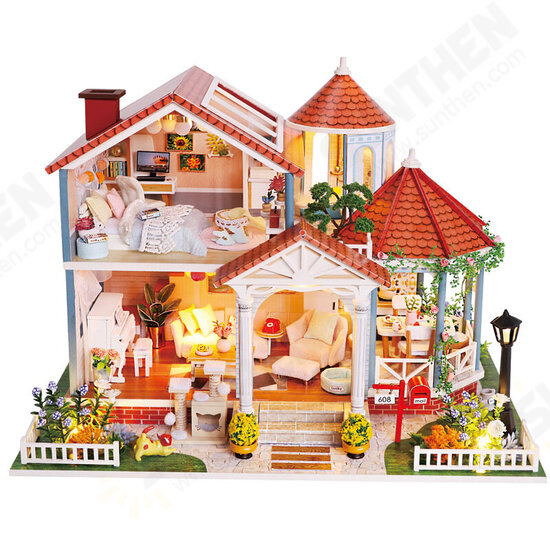 L2001 European and American Style DIY Dollhouse Home Furnishings Cottage Building With Music Light Miniature Model