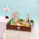 S2131Z Ferris Wheel Amusement Park DIY 3D Hand-assembled Doll House Miniature Furniture Kit with LED Lights Music Rotating Puzzle Toy for Gift Collection House Decoration