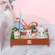 S2132Z Playground Carousel Roller Coasters 3D Hand-assembled Doll House Miniature Furniture Kit with LED Lights Music Rotating Puzzle Toy