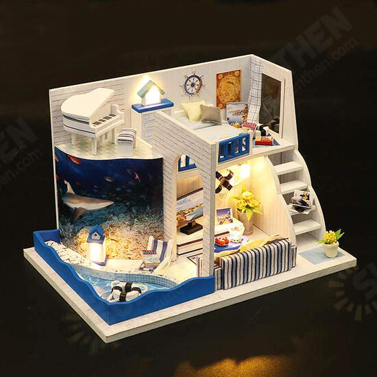 M040 Miniature Diy Puzzle Villa Dollhouse Wooden Building Doll House Toys Birthday Gifts