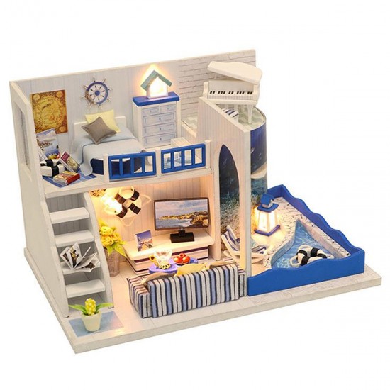 M040 Miniature Diy Puzzle Villa Dollhouse Wooden Building Doll House Toys Birthday Gifts