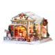 2020 New Christmas K-058 Christmas Snowy Night DIY Assembled Cabin with Doll Three-piece Set With Dust Cover