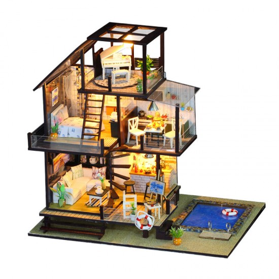 K048 Seattle Holiday DIY Assembled Cabin Creative With Furniture Indoor Toys