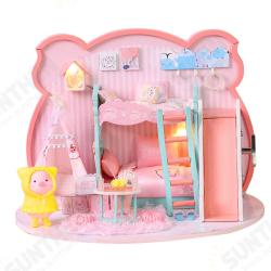 P-003 Pig Girl DIY Assembled Doll House With Dust Cover With Furniture Indoor Toys P-003 Pig Girl DIY Assembled Doll House With Dust Cover With Furniture Indoor Toys