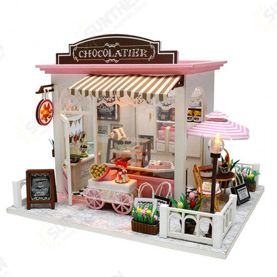 LED Wood DIY Cocoa's Whimsy Assemble Doll House with Sound Light Model Toy