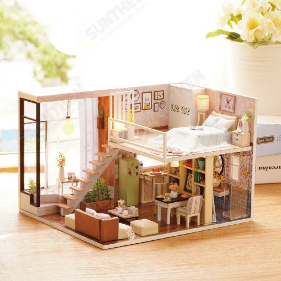 Multi-style 3D Wooden DIY Assembly Mini Doll House Miniature with Furniture Educational Toys for Kids Gift