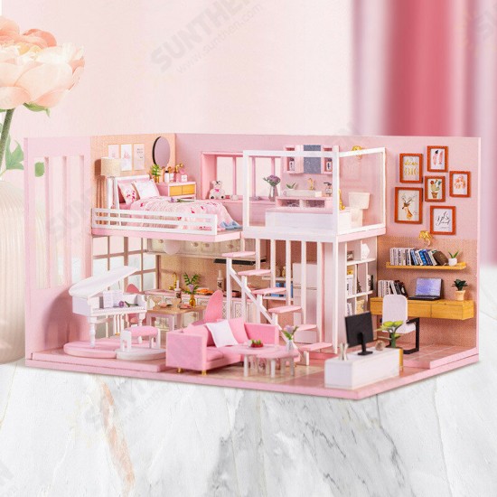 Multi-style 3D Wooden DIY Assembly Mini Doll House Miniature with Furniture Educational Toys for Kids Gift