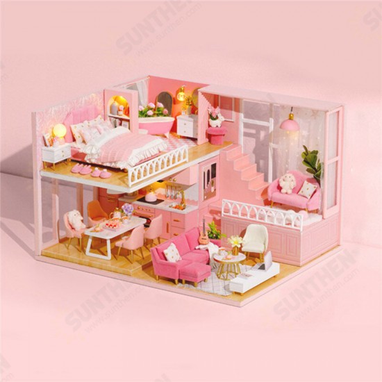 Multi-style 3D Wooden DIY Assembly Mini Doll House Miniature with Furniture Educational Toys for Kids Gift