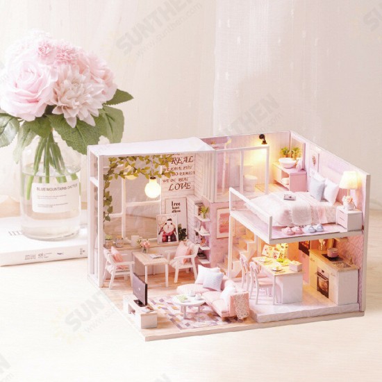 Multi-style 3D Wooden DIY Assembly Mini Doll House Miniature with Furniture Educational Toys for Kids Gift