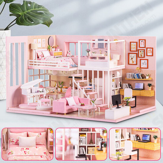 Multi-style 3D Wooden DIY Assembly Mini Doll House Miniature with Furniture Educational Toys for Kids Gift