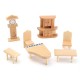 New 29 Pcs 1:24 Scale Dollhouse Miniature Unpainted Wooden Furniture Model Suite