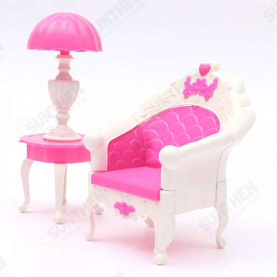 Pink Dollhouse Furniture Living Room Parlour Sofa Set