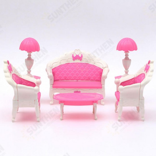 Pink Dollhouse Furniture Living Room Parlour Sofa Set