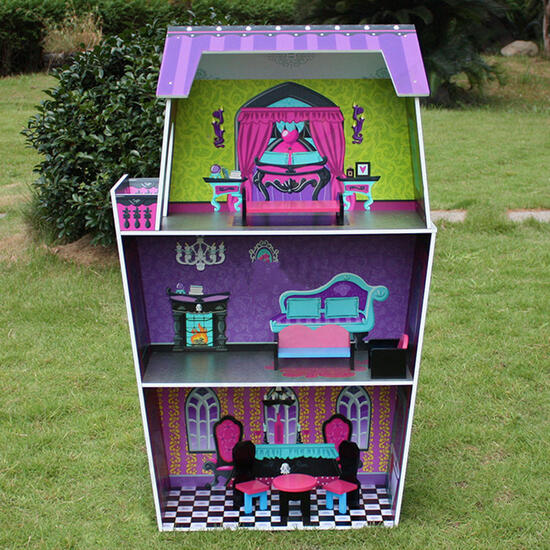 Purple Villa DIY Wood Big Doll House Dream Light Miniature Furniture Kits Big Kid Gift