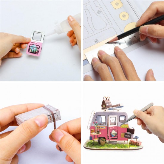 DG-M04 DIY Doll House Miniature With Furniture Wooden Dollhouse Toy Decor Craft Gift