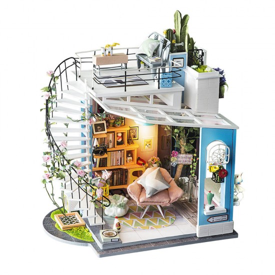 DG12 Doras Loft DIY Doll House 27*23*22CM With Miniature Furniture Gift Decor Collection