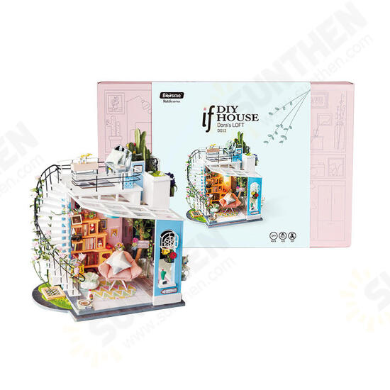 DG12 Doras Loft DIY Doll House 27*23*22CM With Miniature Furniture Gift Decor Collection