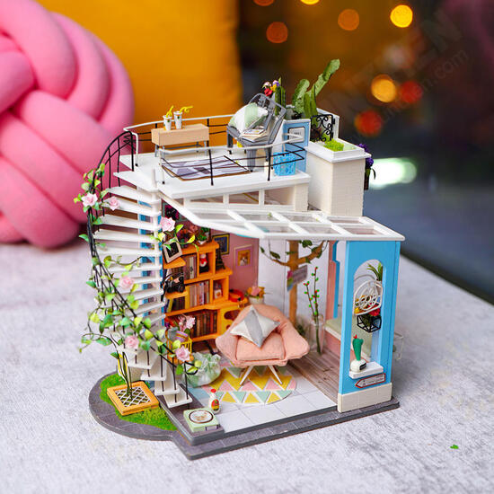 DG12 Doras Loft DIY Doll House 27*23*22CM With Miniature Furniture Gift Decor Collection