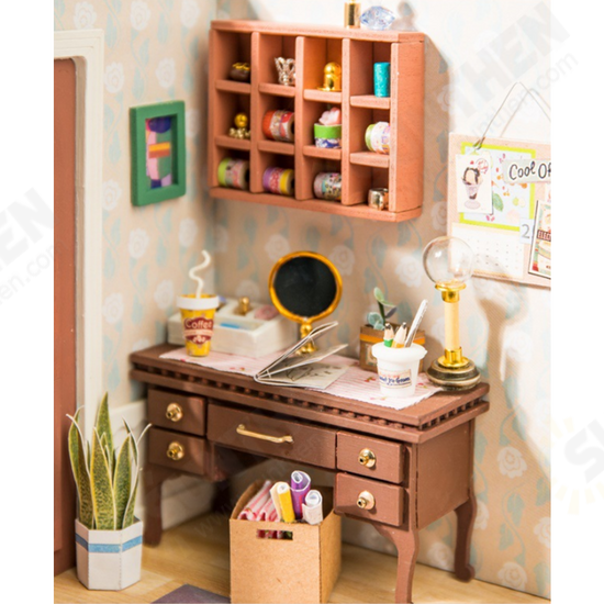 DGM08 DIY Doll House Handmade Wooden Assembly Model Anne Bedroom Theme Doll House With Furniture