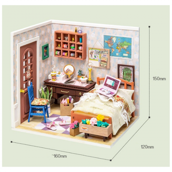 DGM08 DIY Doll House Handmade Wooden Assembly Model Anne Bedroom Theme Doll House With Furniture