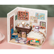 DGM08 DIY Doll House Handmade Wooden Assembly Model Anne Bedroom Theme Doll House With Furniture