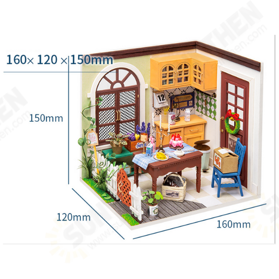 DGM09 DIY Doll House Handmade Wooden Assembly Model Mrs. Charlie's Restaurant Theme Doll House With Furniture