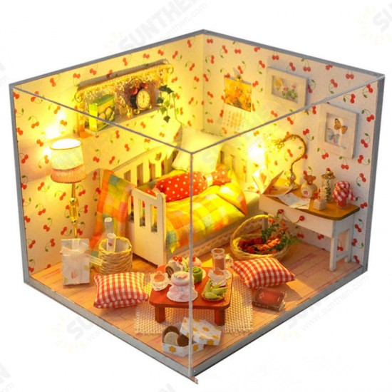 TY12 Autumn Fruit House DIY Dollhouse With Cover Light Gift Collection Decor Toy