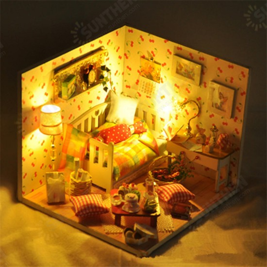 TY12 Autumn Fruit House DIY Dollhouse With Cover Light Gift Collection Decor Toy