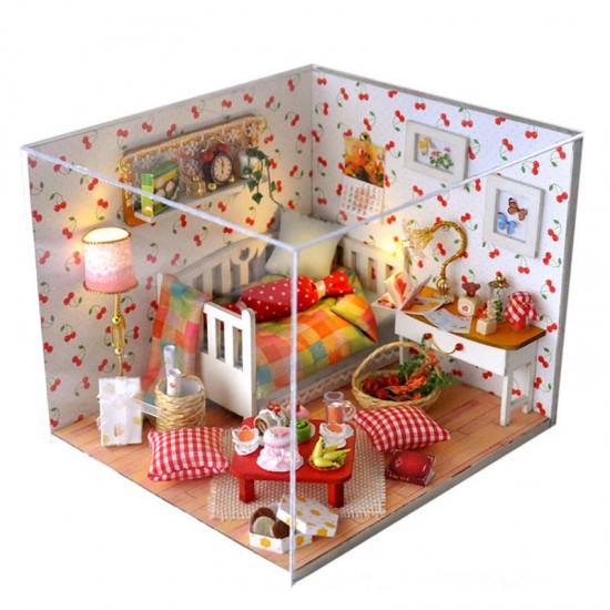 TY12 Autumn Fruit House DIY Dollhouse With Cover Light Gift Collection Decor Toy