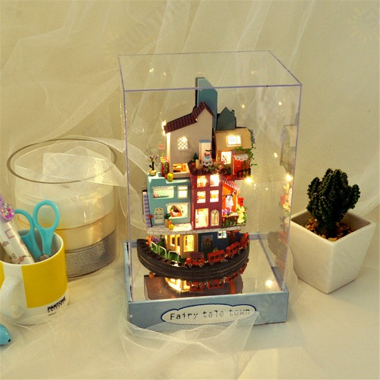 TC2 Cloud Town DIY House Cloud House Candy Color Town Art House Creative Gift With Dust Cover