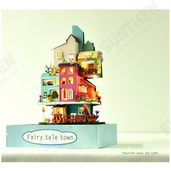 TC2 Cloud Town DIY House Cloud House Candy Color Town Art House Creative Gift With Dust Cover