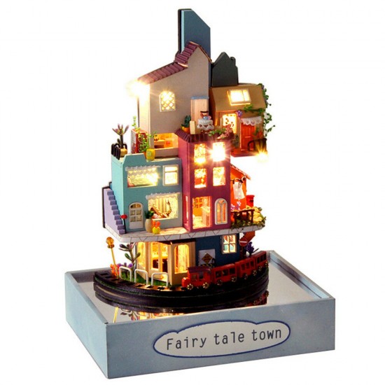 TC2 Cloud Town DIY House Cloud House Candy Color Town Art House Creative Gift With Dust Cover