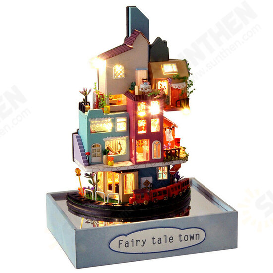 TC2 Cloud Town DIY House Cloud House Candy Color Town Art House Creative Gift With Dust Cover