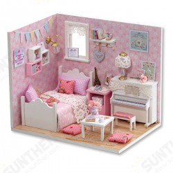 Wooden 3D DIY Handmade Assemble Doll House Miniature Kit with Furniture LED Light Education Toy for Kids Gift Collection Wooden 3D DIY Handmade Assemble Doll House Miniature Kit with Furniture LED Light Education Toy for Kids Gift Collection