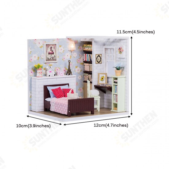 Wooden 3D DIY Handmade Assemble Doll House Miniature Kit with Furniture LED Light Education Toy for Kids Gift Collection