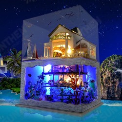 Wooden DIY Handmade Assemble Double Layer Beautiful View Doll House Miniature Furniture Kit Education Toy for for Collection Birthday Gift Wooden DIY Handmade Assemble Double Layer Beautiful View Doll House Miniature Furniture Kit Education Toy for for Collection Birthday Gift