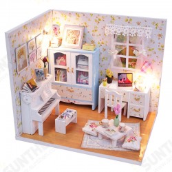 Wooden DIY Handmade Assemble Miniature Doll House Kit Toy with LED Light Dust Cover for Gift Collection Home Decoration Wooden DIY Handmade Assemble Miniature Doll House Kit Toy with LED Light Dust Cover for Gift Collection Home Decoration