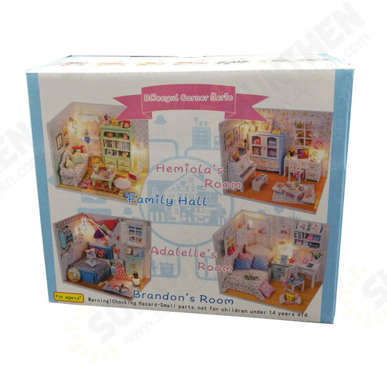 Wooden DIY Handmade Assemble Miniature Doll House Kit Toy with LED Light Dust Cover for Gift Collection Home Decoration