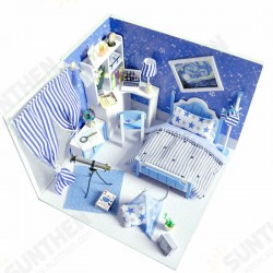 Wooden DIY Handmade Assembly Doll House with LED Lighs Dust Cover for Kids Gift Collection Home Display Wooden DIY Handmade Assembly Doll House with LED Lighs Dust Cover for Kids Gift Collection Home Display