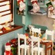 Wooden Dining Room DIY Handmade Assemble Doll House Miniature Furniture Kit Education Toy with LED Light for Collection Birthday Gift